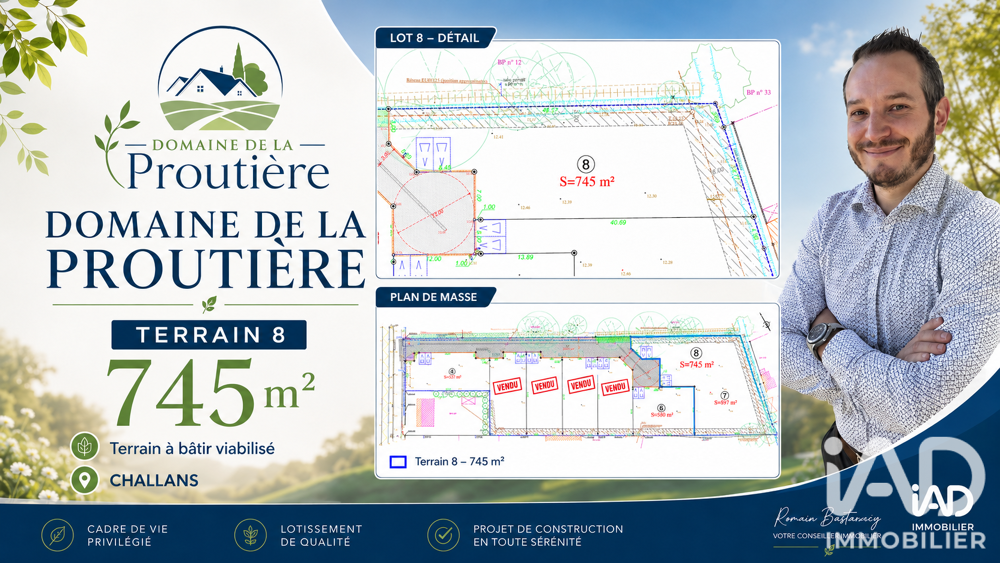 Vente Terrain Vente Terrain à bâtir 745 m&sup2; Challans