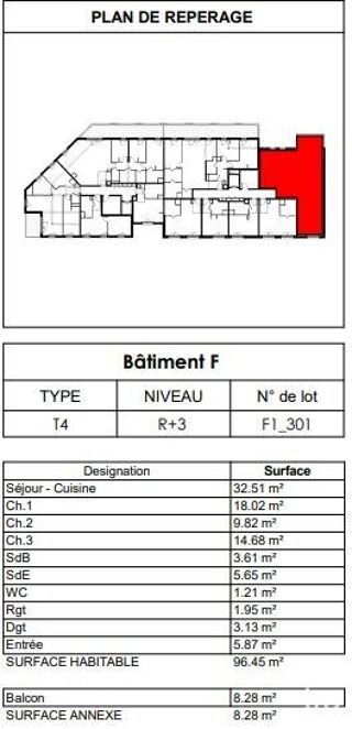  Appartement à vendre 4 pièces 94 m²