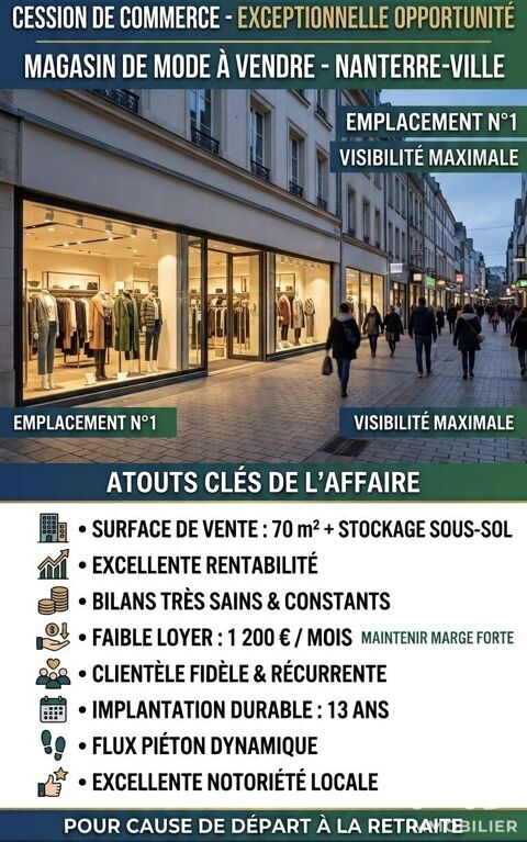 Vente Divers Commerces 70 m&sup2; 115000 92000 Nanterre
