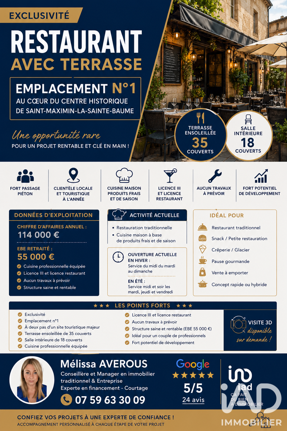   Vente Restaurant 50 m&sup2; 