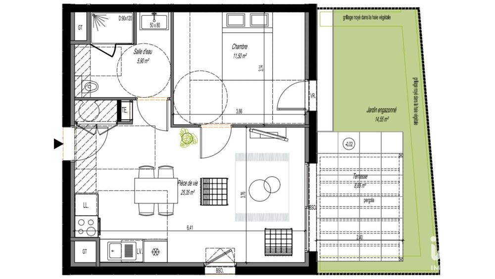 vente Appartement - 2 pièce(s) - 43 m² Sathonay-Village (69580)