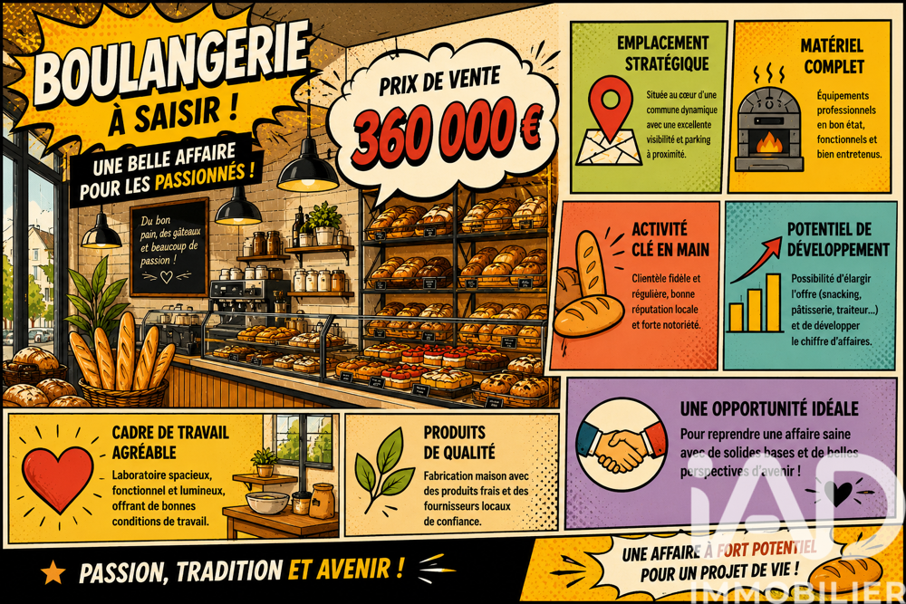   Vente Boulangerie, Pâtisserie 220 m&sup2; 