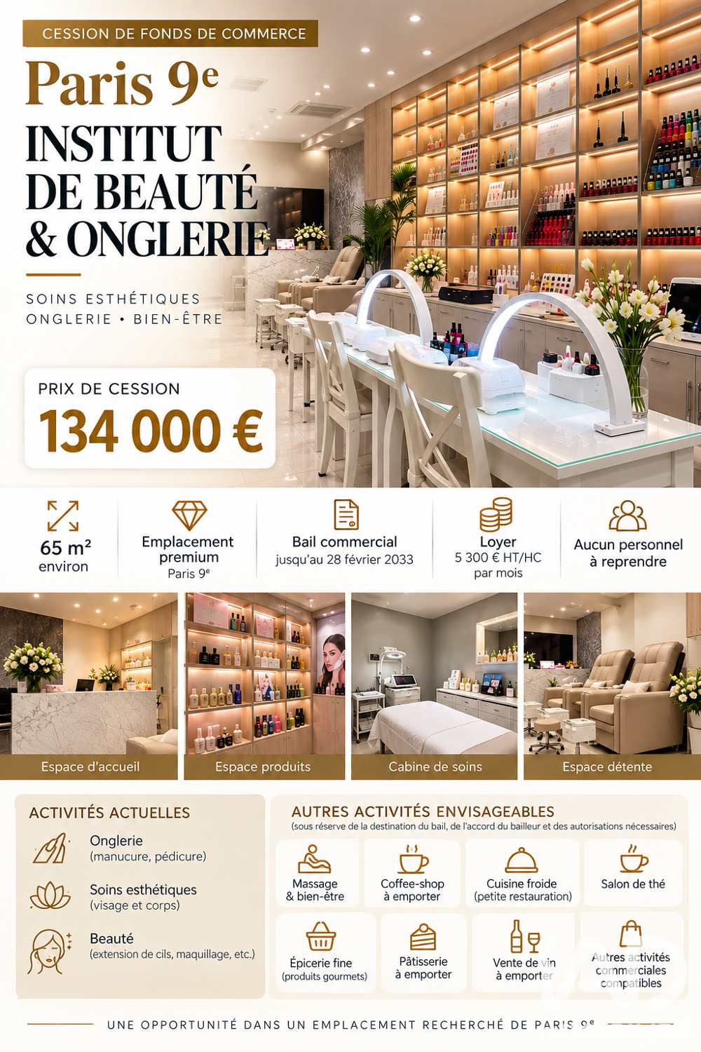   Vente Esthétique, Coiffure Paris 9