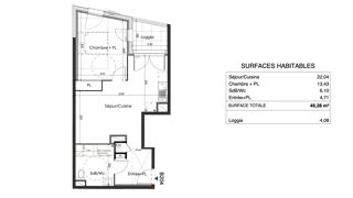  Appartement à vendre 2 pièces 46 m²
