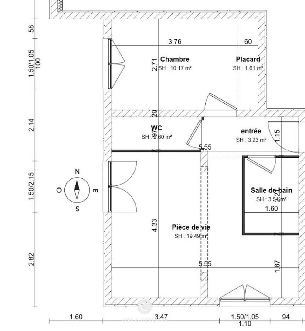 Appartement de type T2 de 39 m² situé au Rez de jardin a....