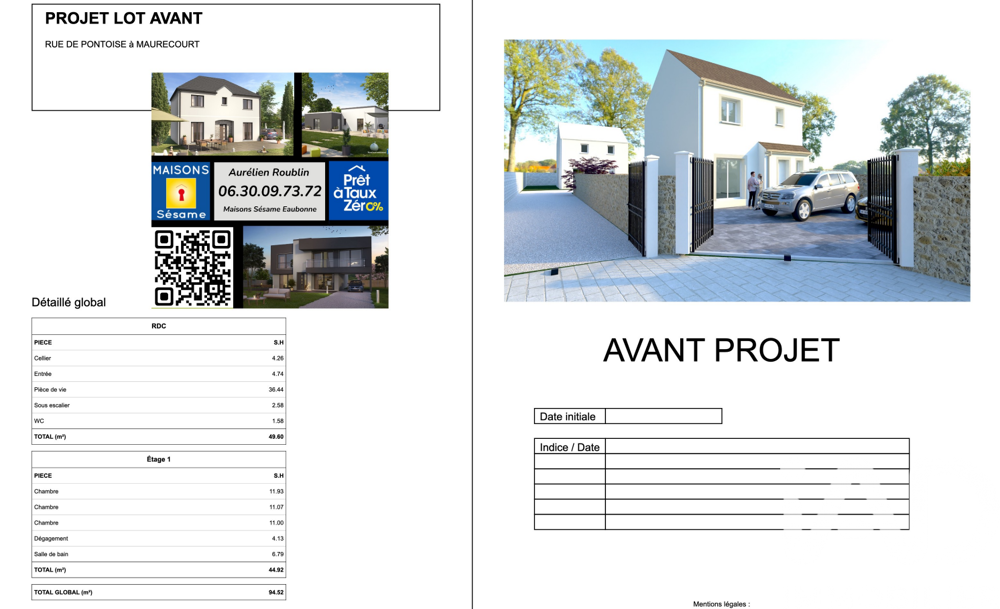 Vente Terrain Vente Terrain 278 m&sup2; Maurecourt