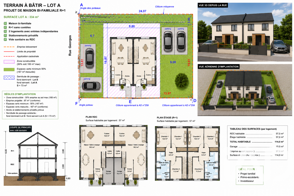 Vente Terrain Vente Terrain à bâtir 334 m&sup2; Villiers-sur-marne