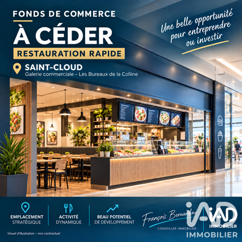 Vente Restauration rapide 80 m&sup2; 111000 92210 Saint-cloud