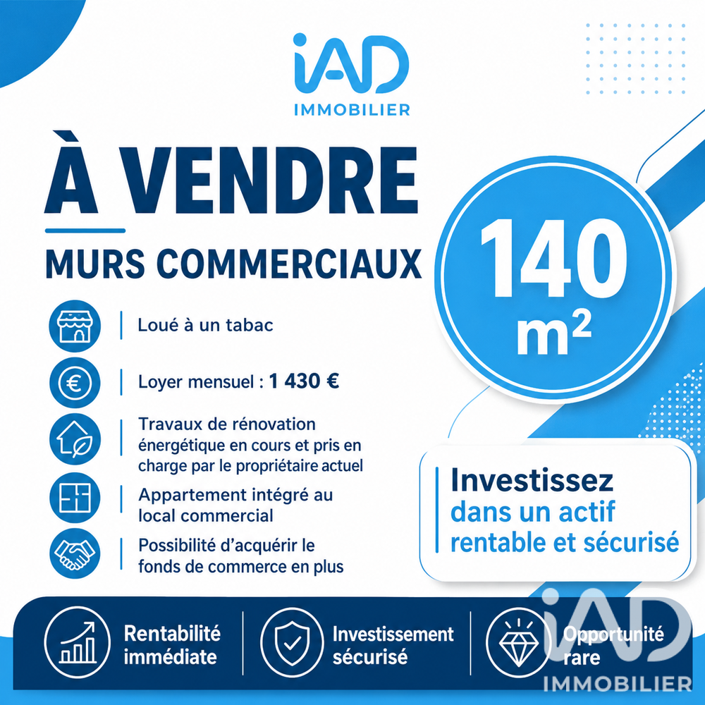   Vente Boutique/Local commercial 141 m&sup2; 