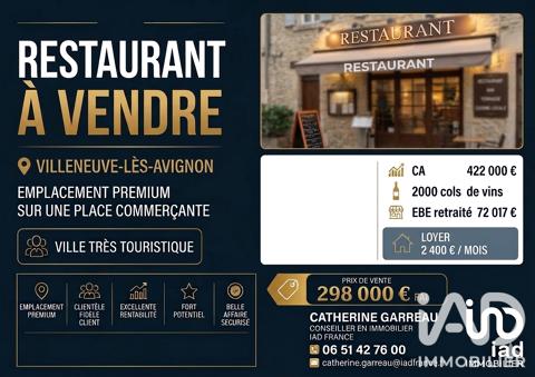 Vente Restaurant 64 m&sup2; 298000 30400 Villeneuve-lès-avignon