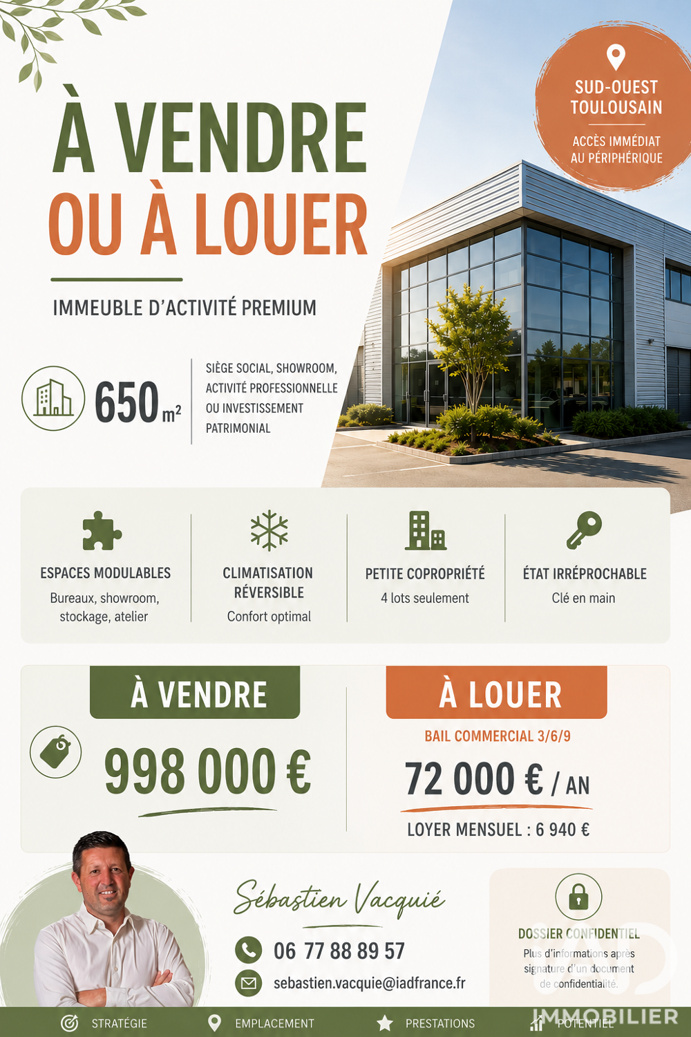   Vente Boutique/Local commercial 650 m&sup2; 