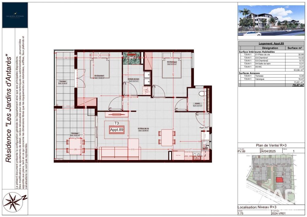 Vente Appartement 3 pièces
