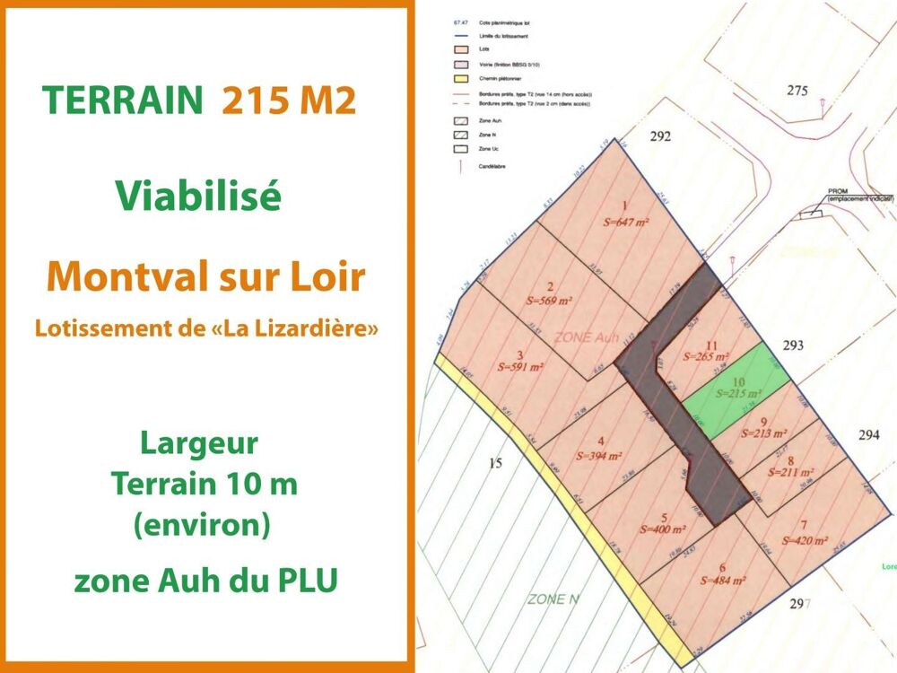 Vente Terrain Vente Terrain 215 m&sup2; Montval-sur-loir