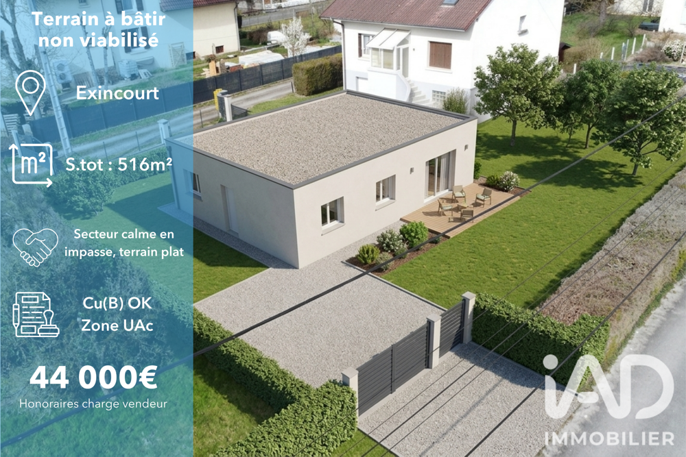 Vente Terrain Vente Terrain à bâtir 516 m&sup2; Exincourt