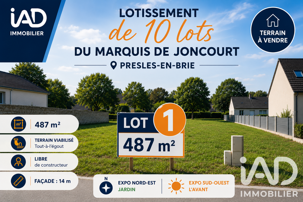 Vente Terrain Vente Terrain 487 m&sup2; Presles-en-brie