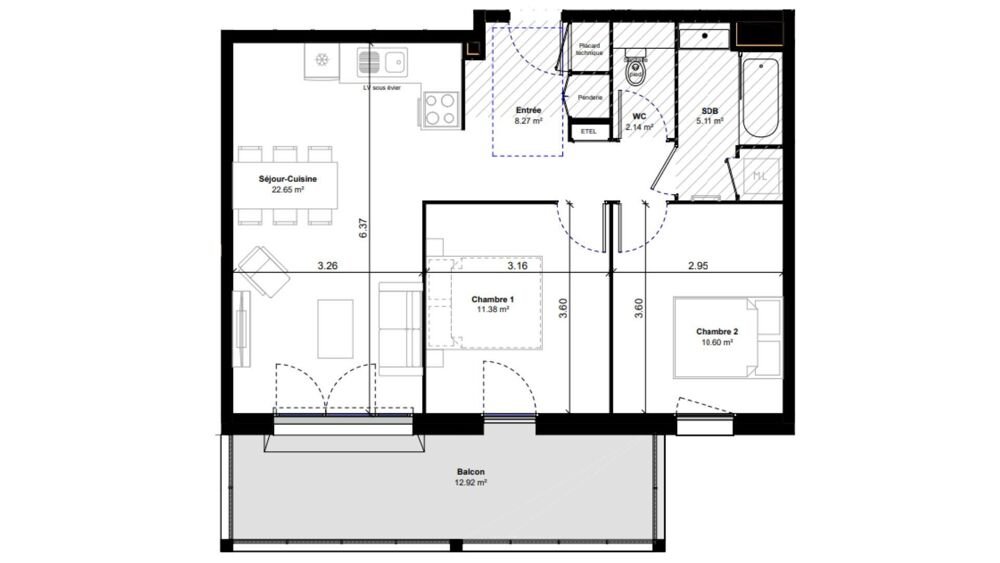 Vente Appartement 3 pièces