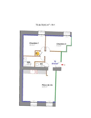  Appartement à vendre 3 pièces 60 m²