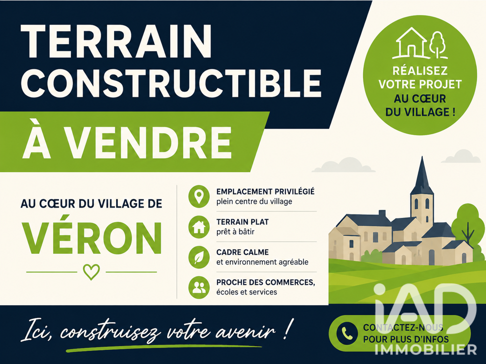 Vente Terrain Vente Terrain à bâtir 625 m&sup2; Véron