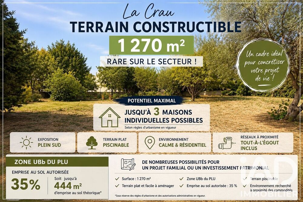 Vente Terrain Vente Terrain à bâtir 1 270 m&sup2; La crau