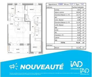  Appartement � vendre 4 pi�ces 91 m�