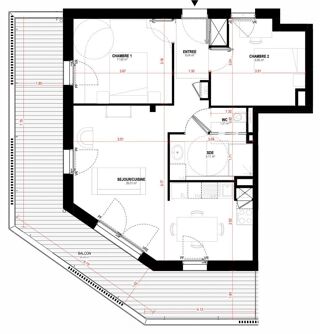  Appartement à vendre 3 pièces 59 m²