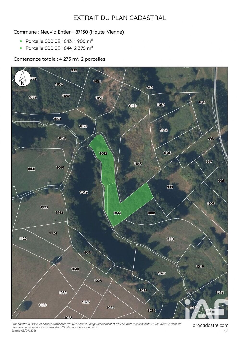 Vente Terrain Vente Terrain 4 275 m&sup2; Neuvic-entier