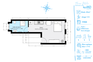  Appartement à vendre 1 pièce 25 m²