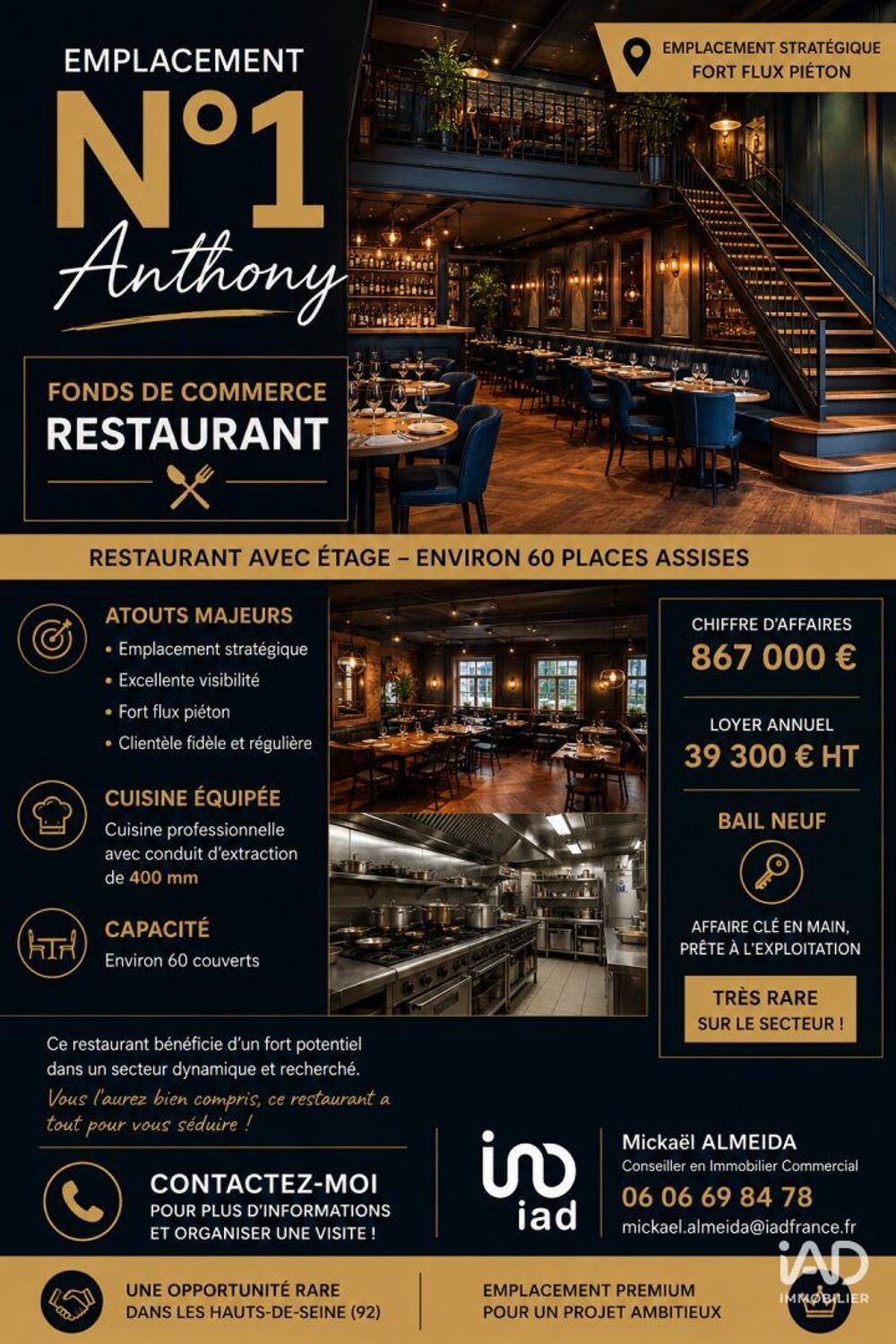   Vente Restaurant 140 m&sup2; 