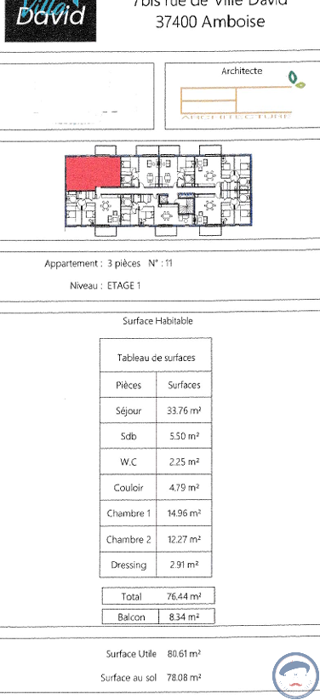  Appartement  vendre 3 pices 76 m