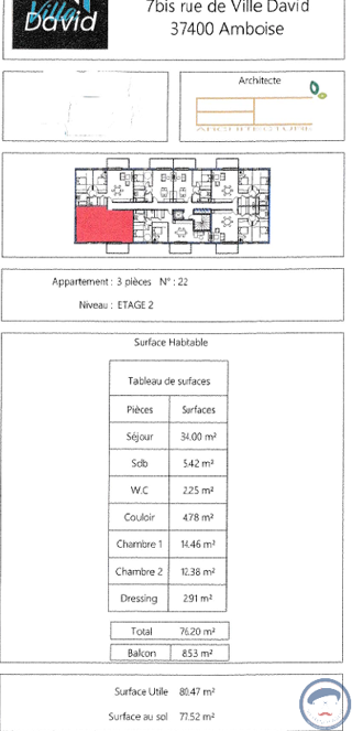  Appartement  vendre 3 pices 76 m