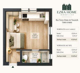 Vente Appartement PARIS III   RUE NOTRE-DAME-DE-NAZARETH - STUDIO - COUP DE COEUR Paris 3