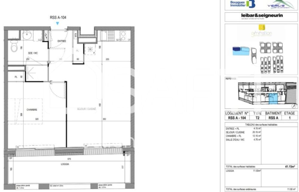Vente Appartement Le Bouscat - T2 de 41m2 avec loggia de 11,5m2 - Revenus locatifs garantis Le bouscat