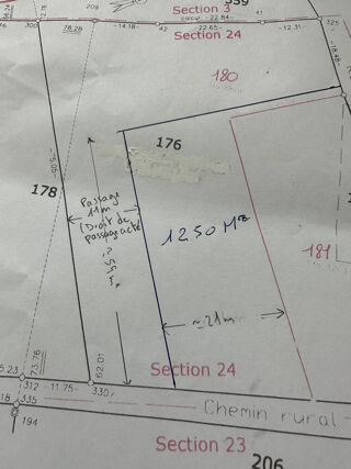  Terrain  vendre 1250 m