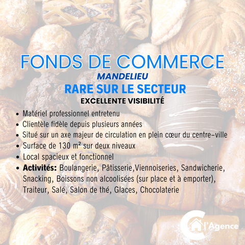 &Agrave; VENDRE   Fonds de Commerce Boulangerie/P&acirc;tisserie   Mandelieu 195000 06210 Mandelieu la napoule