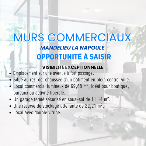 MURS COMMERCIAUX EMPLACEMENT PREMIUM À MANDELIEU-LA-NAPOULE 349000 06210 Mandelieu la napoule
