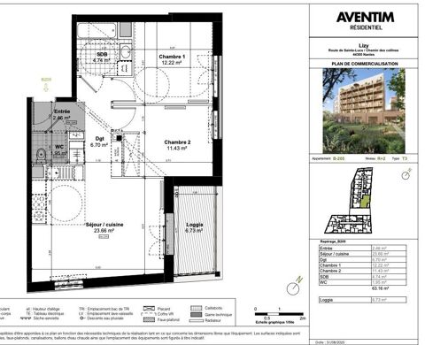  Appartement  vendre 3 pices 63 m