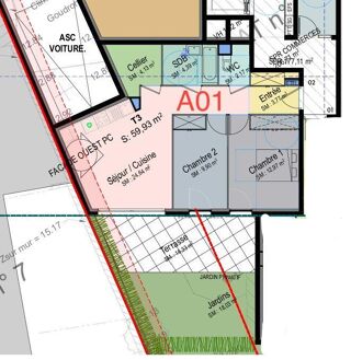  Appartement � vendre 3 pi�ces 60 m�