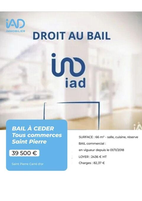 Vente Droit au bail 66 m&sup2; 44500 97410 Saint-pierre