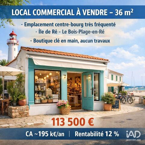 Vente Boutique/Local commercial 36 m&sup2; 113500 17580 Le bois-plage-en-r�