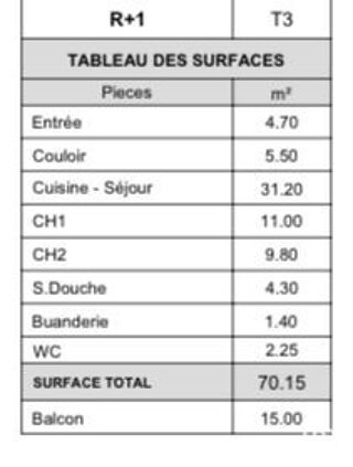  Appartement  vendre 3 pices 70 m