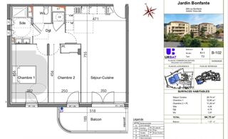  Appartement � vendre 3 pi�ces 64 m�