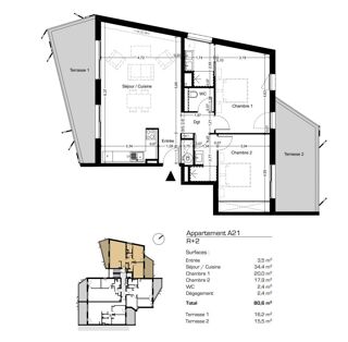  Appartement � vendre 3 pi�ces 80 m�