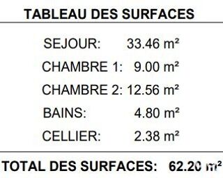  Appartement  vendre 3 pices 62 m