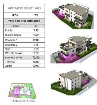  Appartement � vendre 3 pi�ces 72 m�