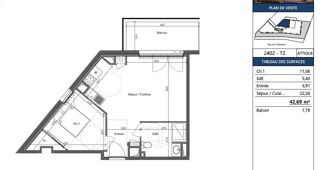  Appartement � vendre 2 pi�ces 42 m�