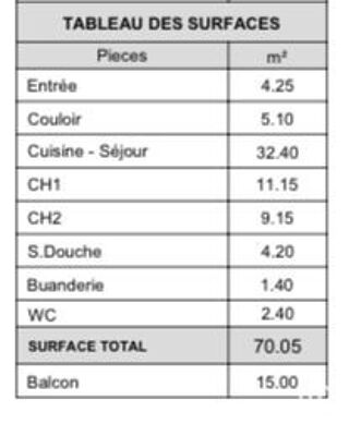  Appartement  vendre 3 pices 70 m