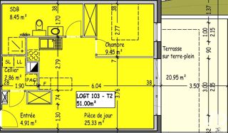  Appartement � vendre 2 pi�ces 51 m�