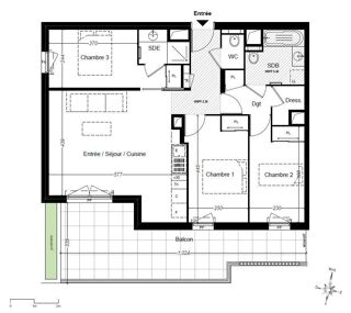  Appartement � vendre 4 pi�ces 77 m�