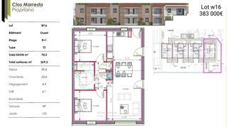  Appartement  vendre 3 pices 70 m