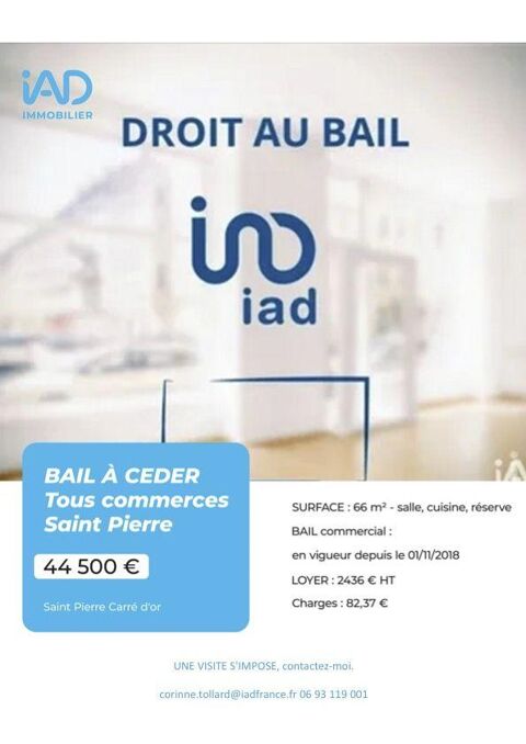 Vente Droit au bail 66 m&sup2; 44500 97410 Saint-pierre